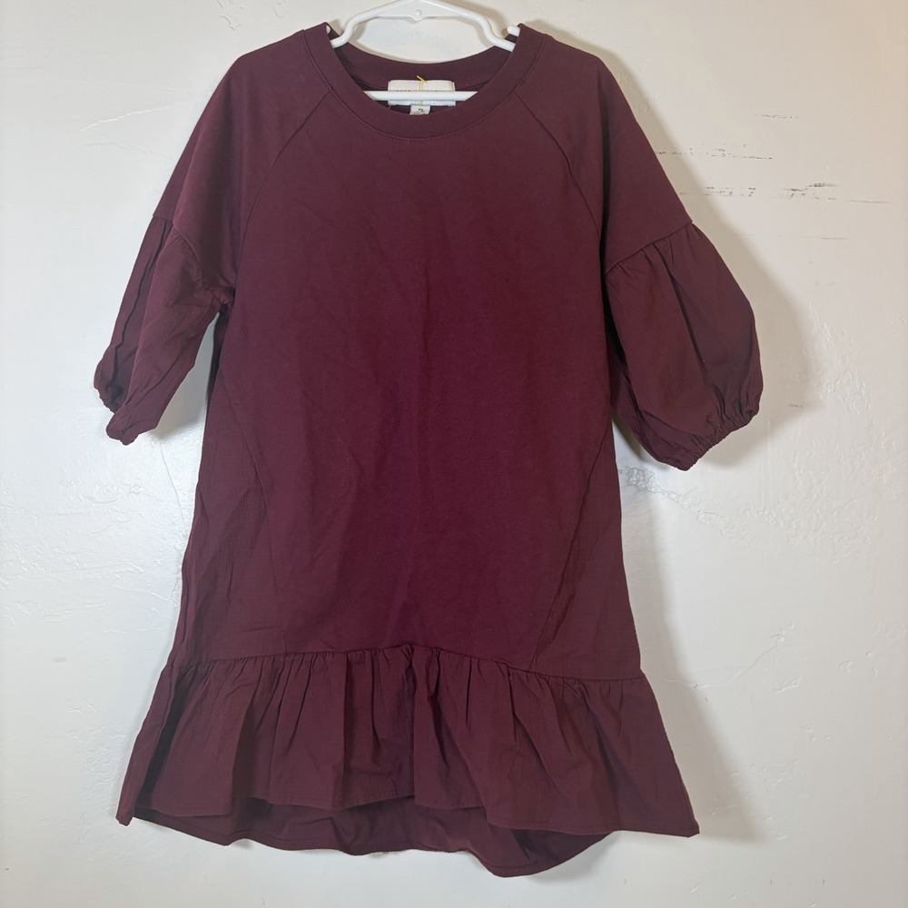 New Free Assembly Girls Drop Waist Party Dress, Size XS 4/5, Red Maroon Holiday